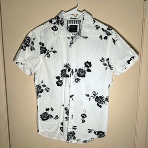Floral Black and White Button Up Shirt